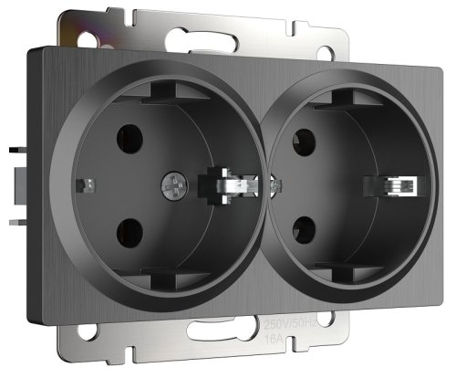 Розетка с заземлением без рамки Werkel 1-м. 2-мод. графит рифленый фото Розетка с заземлением без рамки Werkel 1-м. 2-мод. графит рифленый картинка